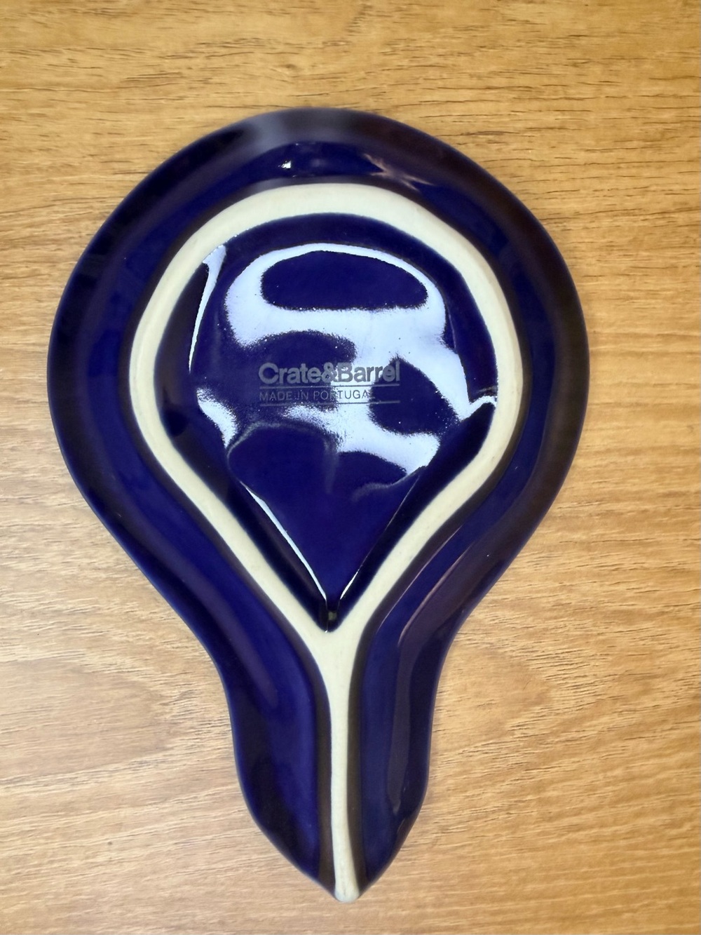 Crate & Barrel Navy Blue Ceramic Spoon Rest Holder Classic Clean Design - Picture 5 of 9
